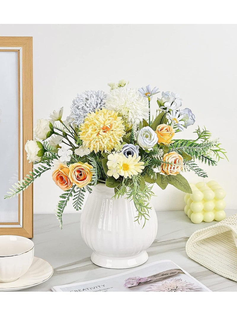 Peonies Artificial Flowers 3PCS Fake Hydrangea Mixed Rose Hydrangea Flower Bouquet Artificial Plants Flowers Decoration Artificial Flowers Decor for Wedding Home Table Dining Room White - Image 1