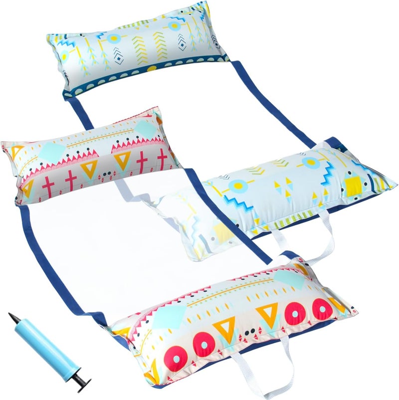 FindUWill 2 Pack XL Inflatable Pool Floats Adults - Fabric Pool Hammock Floats, Pool Floaties with Pump, 4in1(Chair, Raft, Saddle, Drifter) Hammock Floats for Adults - Image 1