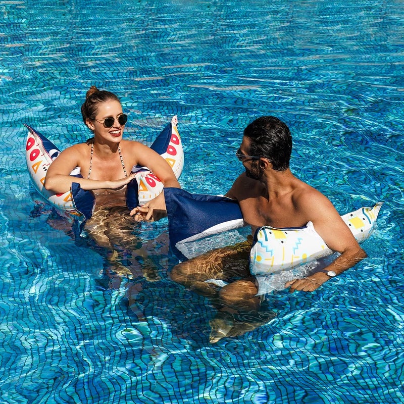 FindUWill 2 Pack XL Inflatable Pool Floats Adults - Fabric Pool Hammock Floats, Pool Floaties with Pump, 4in1(Chair, Raft, Saddle, Drifter) Hammock Floats for Adults - Image 5