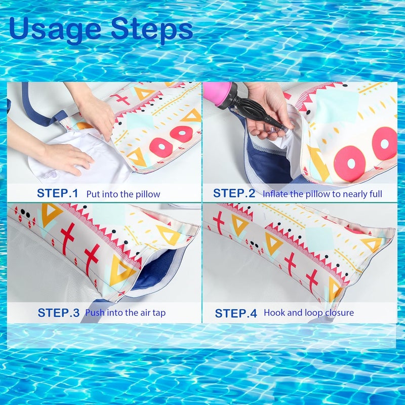 FindUWill 2 Pack XL Inflatable Pool Floats Adults - Fabric Pool Hammock Floats, Pool Floaties with Pump, 4in1(Chair, Raft, Saddle, Drifter) Hammock Floats for Adults - Image 3