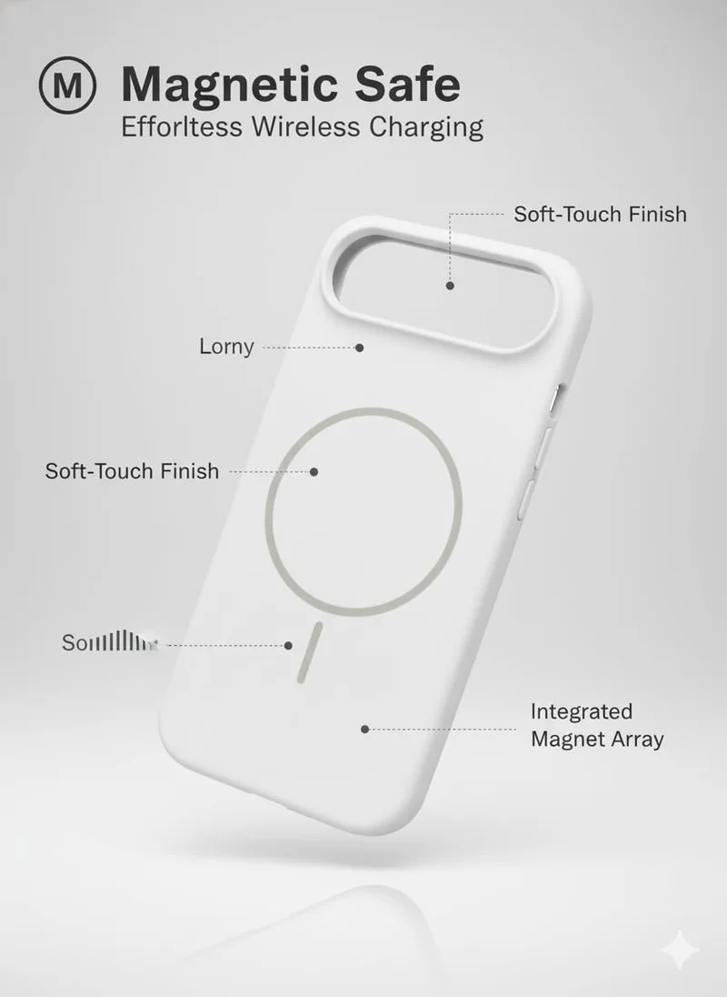 Mobcos Mobcos iPhone 17 Air White Mobcos iPhone 17 Air White Luxury Magnetic Compatible for iPhone Series – Shockproof, Slim Fit, Soft-Touch Protective Cover with Magnetic Wireless Charging Support  | Best Price UAE