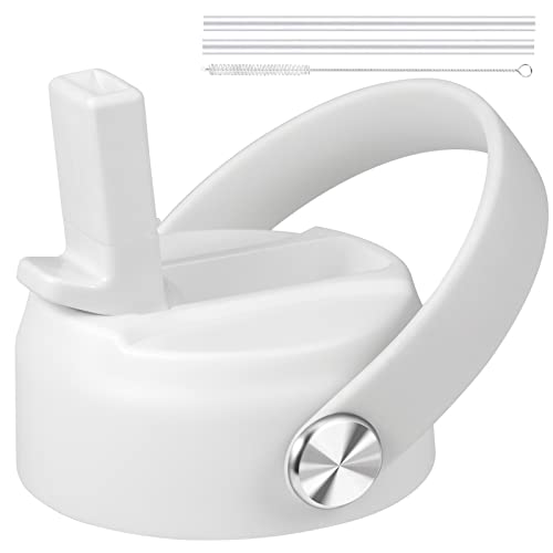 KMN Straw Lid for Hydro Flask Wide Mouth, Lids with Straws for Hydroflask 12 16 18 20 32 40 oz, Replacement Cap for Hydroflask, Top Sport Bottle Lids Accessories,White - Image 1