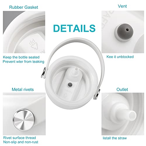 KMN Straw Lid for Hydro Flask Wide Mouth, Lids with Straws for Hydroflask 12 16 18 20 32 40 oz, Replacement Cap for Hydroflask, Top Sport Bottle Lids Accessories,White - Image 5