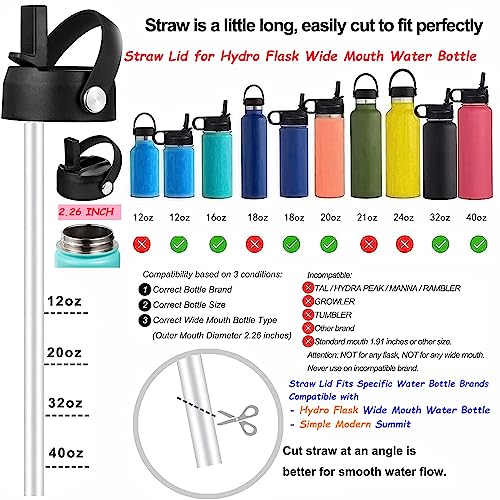 KMN Straw Lid for Hydro Flask Wide Mouth, Lids with Straws for Hydroflask 12 16 18 20 32 40 oz, Replacement Cap for Hydroflask, Top Sport Bottle Lids Accessories,White - Image 3