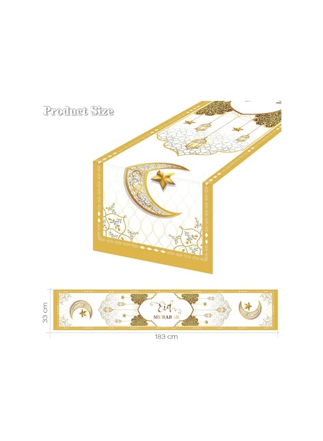 The Bros Eid Mubarak Decorations Ramadan Pillow Covers Table Runner Set - Table Runner and 4 Pillow covers, Eid Mubarak Decorations Eid Decorative, Perfect for Festive Home Decor, Gifts - Image 3