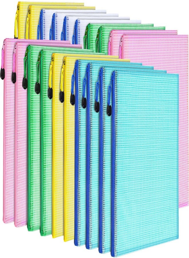 LEOBRO 20PCS Zipper Pouch, A4 Mesh Zipper Pouch Bags, Waterproof Bag, Mesh Bags for Classroom Organization, Toy Storage, School Supplies, Travel Essentials, File Jackets & File Pockets - Image 1