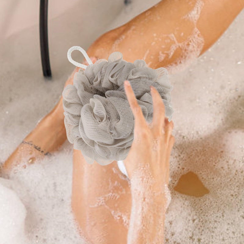 6 Pack Khaki Wear Resistant Bath Loofahs With Lanyard Portable Shower Sponges - Image 5