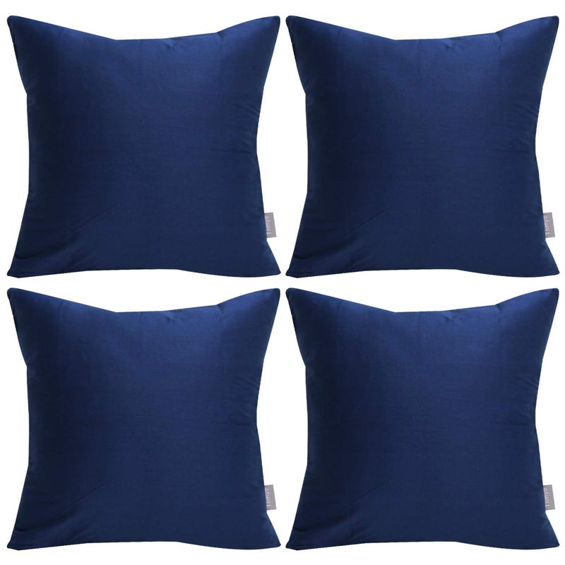 Thmyo 4Pack 100 Cotton Comfortable Solid Decorative Throw Pillow Case Square Cushion Cover Pillowcase Sublimation Blank Pillow Covers Halloween DIY Throw Pillowcase18x18inch45x45cmMidnight Blue