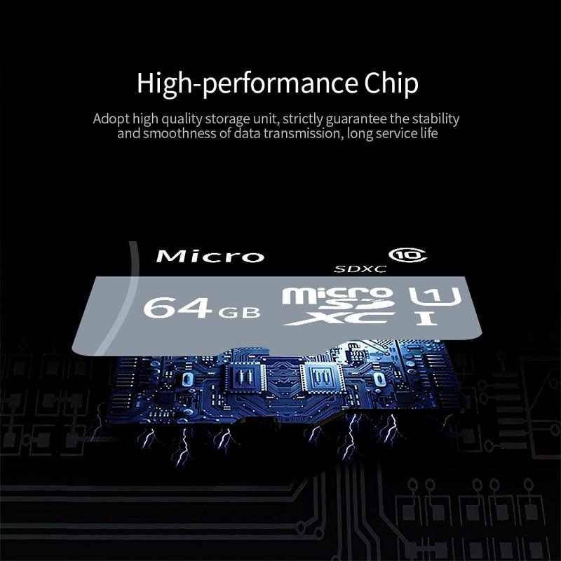 بطاقة TF بسعة كبيرة بطاقة Micro SD سعة 64 جيجابايت U1 فئة 10 بطاقة ذاكرة عالية السرعة للهاتف المحمول والكاميرا والكاميرا المراقبة للسيارة والشاشة المراقبة - Image 5