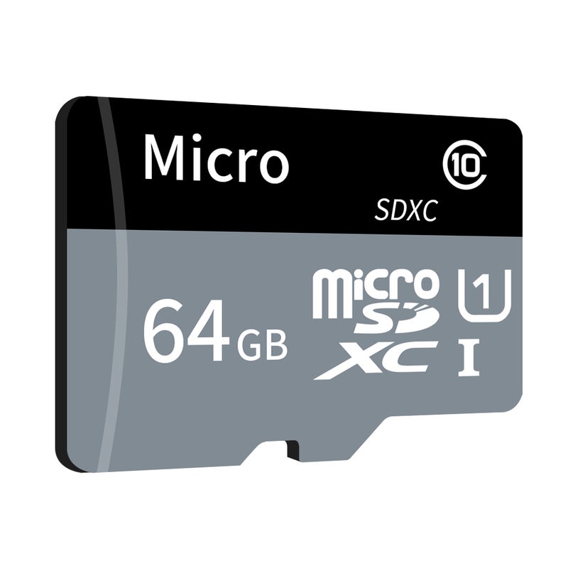 بطاقة TF بسعة كبيرة بطاقة Micro SD سعة 64 جيجابايت U1 فئة 10 بطاقة ذاكرة عالية السرعة للهاتف المحمول والكاميرا والكاميرا المراقبة للسيارة والشاشة المراقبة - Image 2