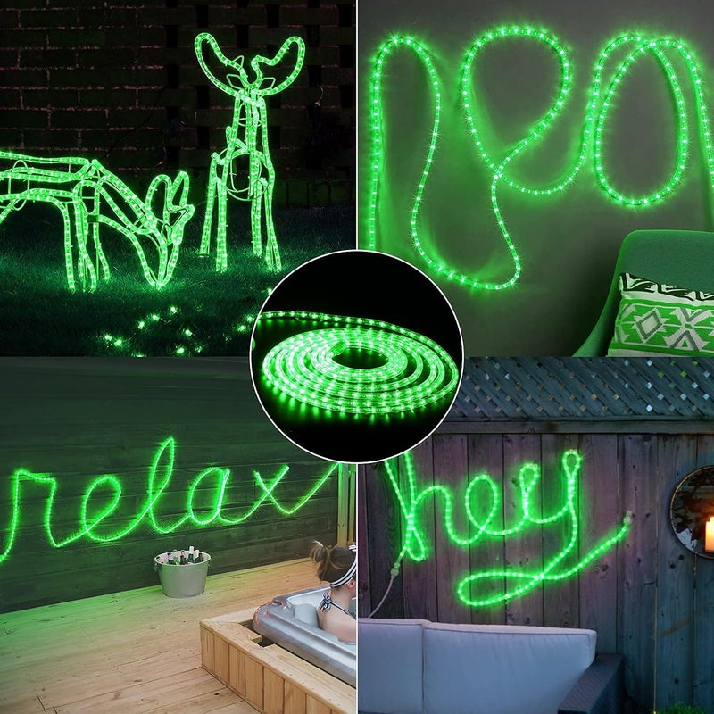 BRIZLER Green Rope Lights, 18ft 216 LED Christmas Rope Lights Connectable, 120V Plugin Green Tube Light Waterproof Indoor Outdoor Clear Christmas Tube Light for Xmas Patio Garden Party Home Decoration - Image 2