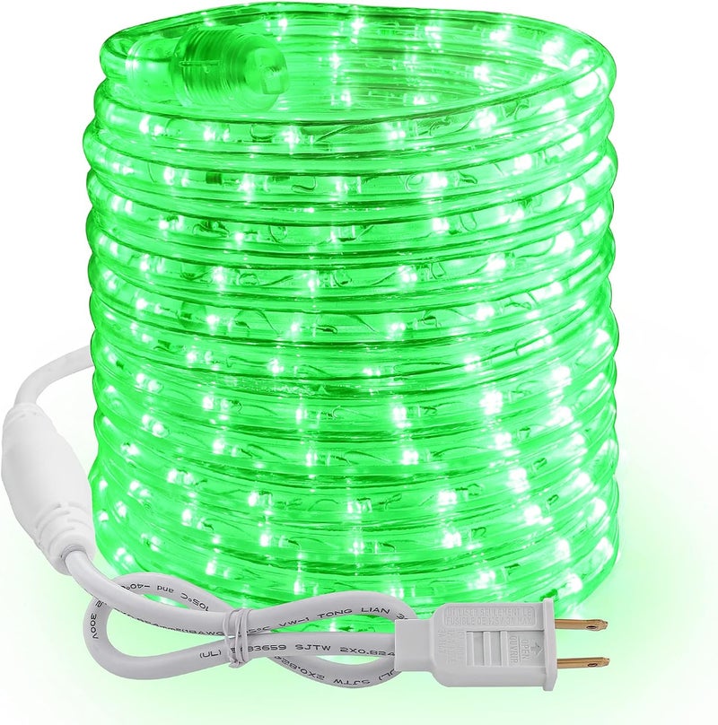 BRIZLER Green Rope Lights, 18ft 216 LED Christmas Rope Lights Connectable, 120V Plugin Green Tube Light Waterproof Indoor Outdoor Clear Christmas Tube Light for Xmas Patio Garden Party Home Decoration - Image 1