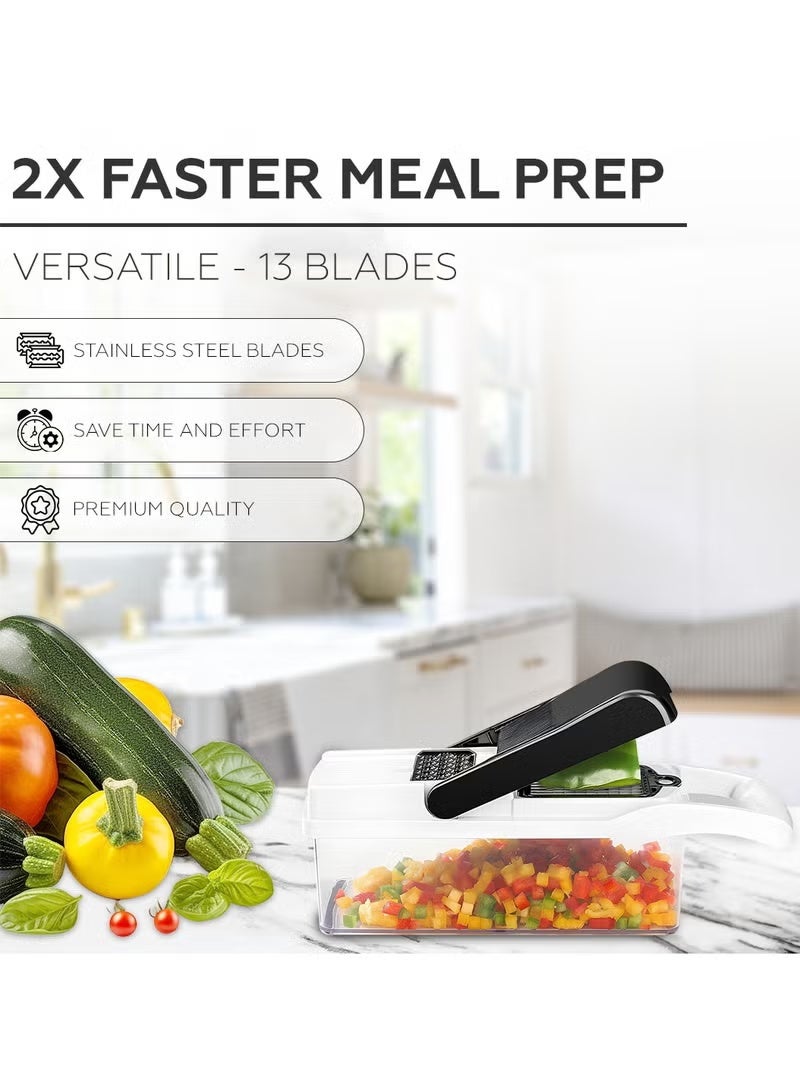 AMROAH 25 in 1 Vegetable Chopper 12 Blades Multifunction, Kitchen Veggie Cutter Food Chopper with Container Slicer Grater Spiralizer for Onion Potato Carrot Egg Cucumber Tomato Garlic - Image 2