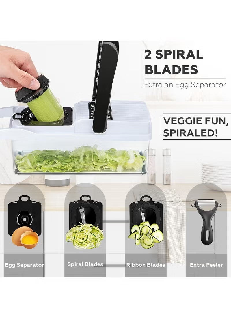AMROAH 25 in 1 Vegetable Chopper 12 Blades Multifunction, Kitchen Veggie Cutter Food Chopper with Container Slicer Grater Spiralizer for Onion Potato Carrot Egg Cucumber Tomato Garlic - Image 5