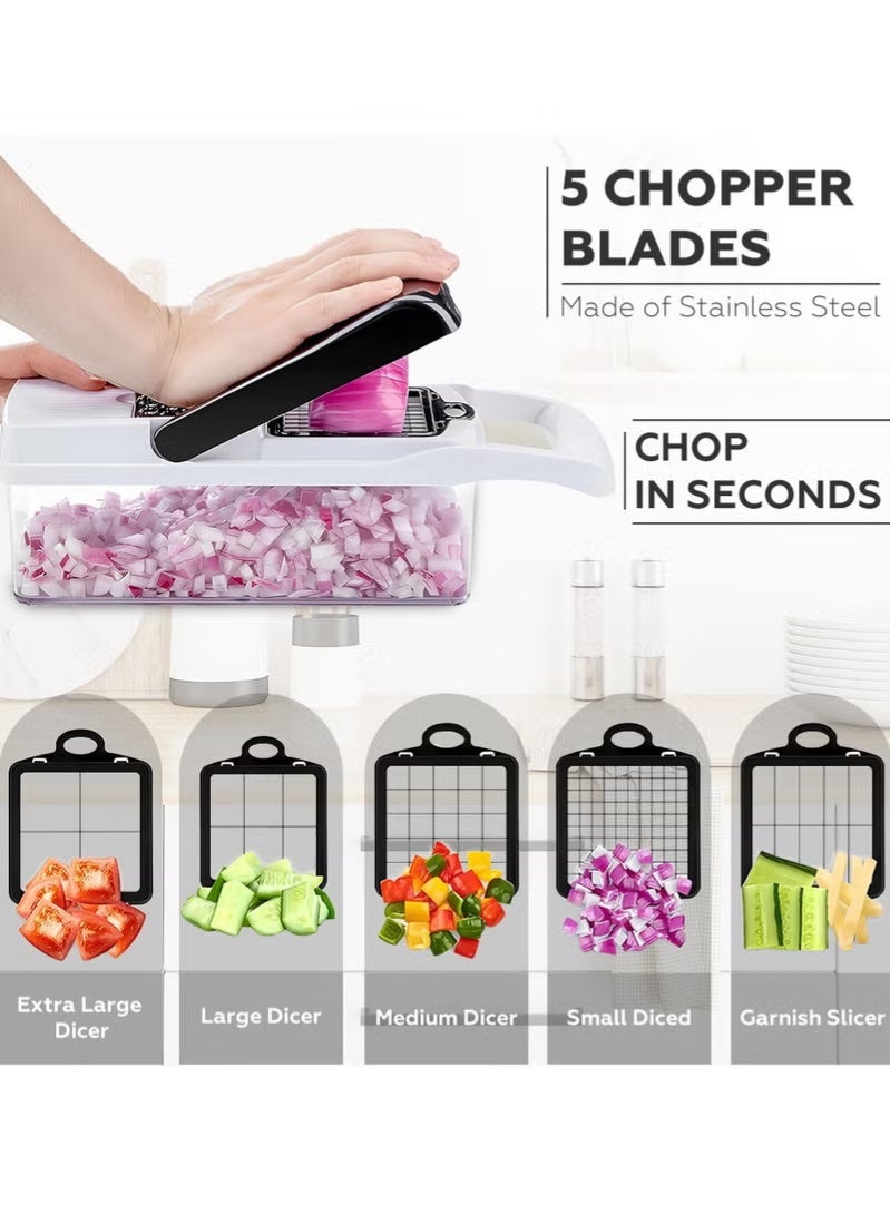 AMROAH 25 in 1 Vegetable Chopper 12 Blades Multifunction, Kitchen Veggie Cutter Food Chopper with Container Slicer Grater Spiralizer for Onion Potato Carrot Egg Cucumber Tomato Garlic - Image 3