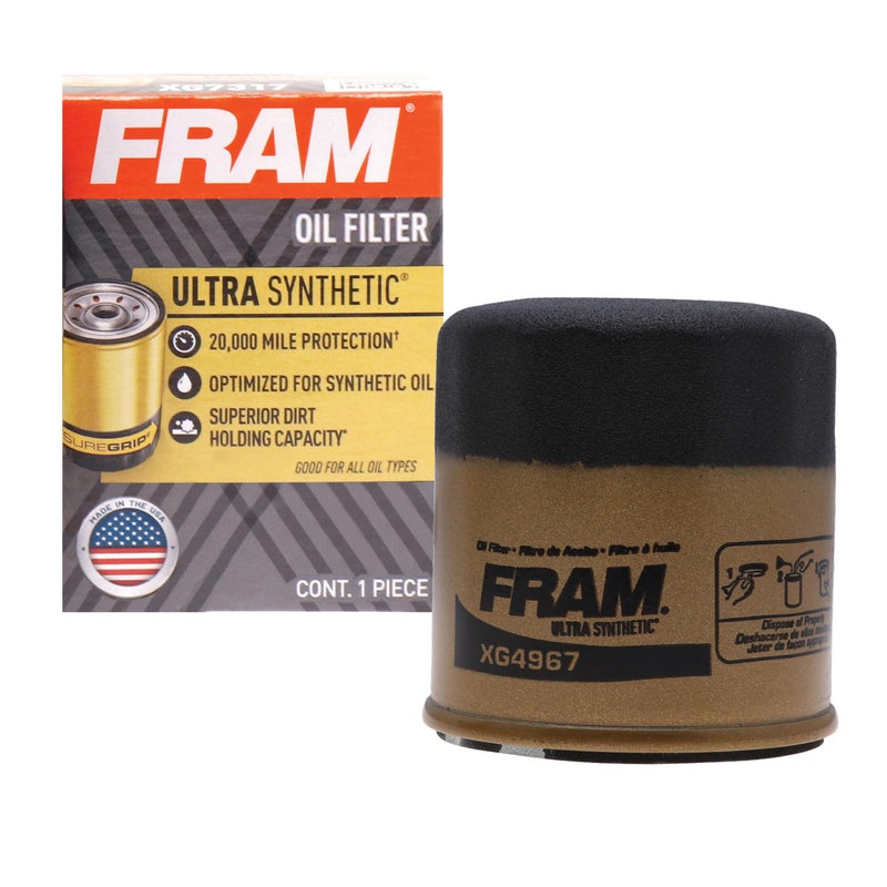 FRAM فلتر زيت المحرك البديل FRAM Ultra Synthetic XG4967 لتغيير زيت المحرك 20K ميل للزيوت الاصطناعية، فلتر زيت حماية المحرك الفاخر لموديلات السيارات المختارة - Image 3