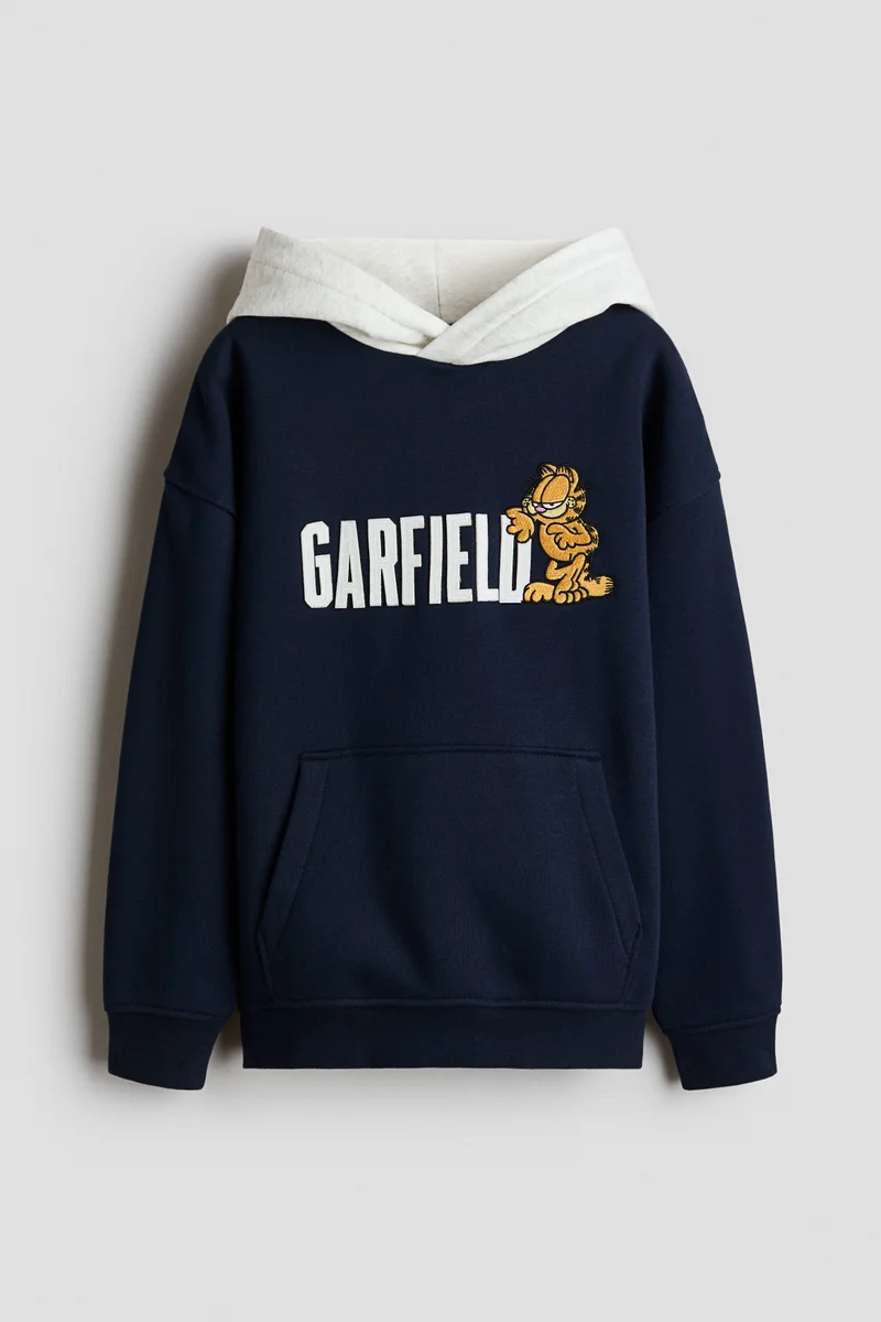 Brushed-inside printed hoodie