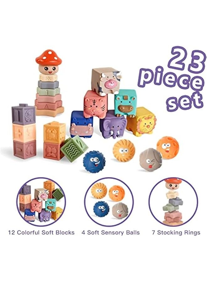 DURKU 23 Piece Baby Toys for 6-12 Months, Montessori Toy for 1 Year Old, Toddler Building Blocks, Soft Infant Toy, Sensory Ball for Various Months - Image 4