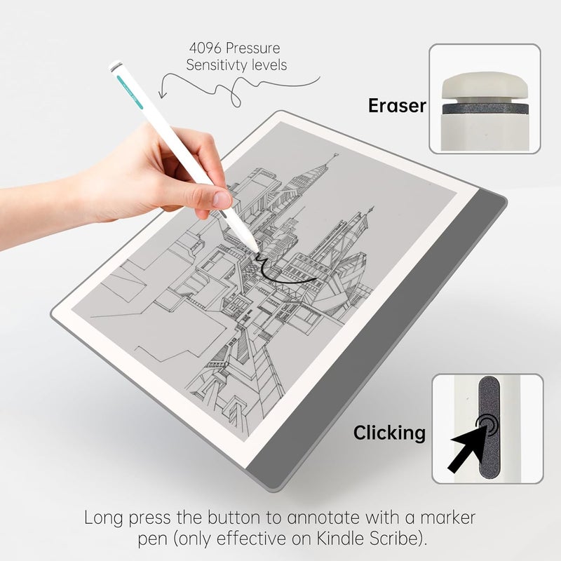 بديل قلم Kindle Scribe، يدعم 4096 مستوى من حساسية الضغط، قلم Kindle Scribe مزود بممحاة، للكتابة والرسم - Image 2