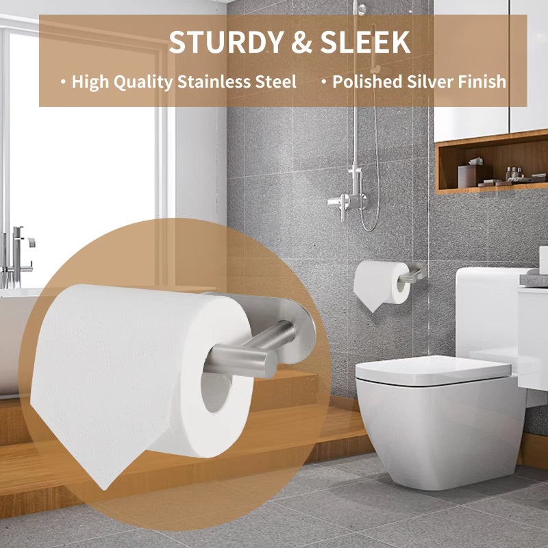 لايوكي حامل ورق التواليت Layuki مصنوع من النيكل جدارًا تم ترقية الحمام اللفات لاصق لاصق لا يوجد حمام حفر/RV/حمام SUS 304 مقاوم للصدأ (Silver 2 قطع) - Image 2