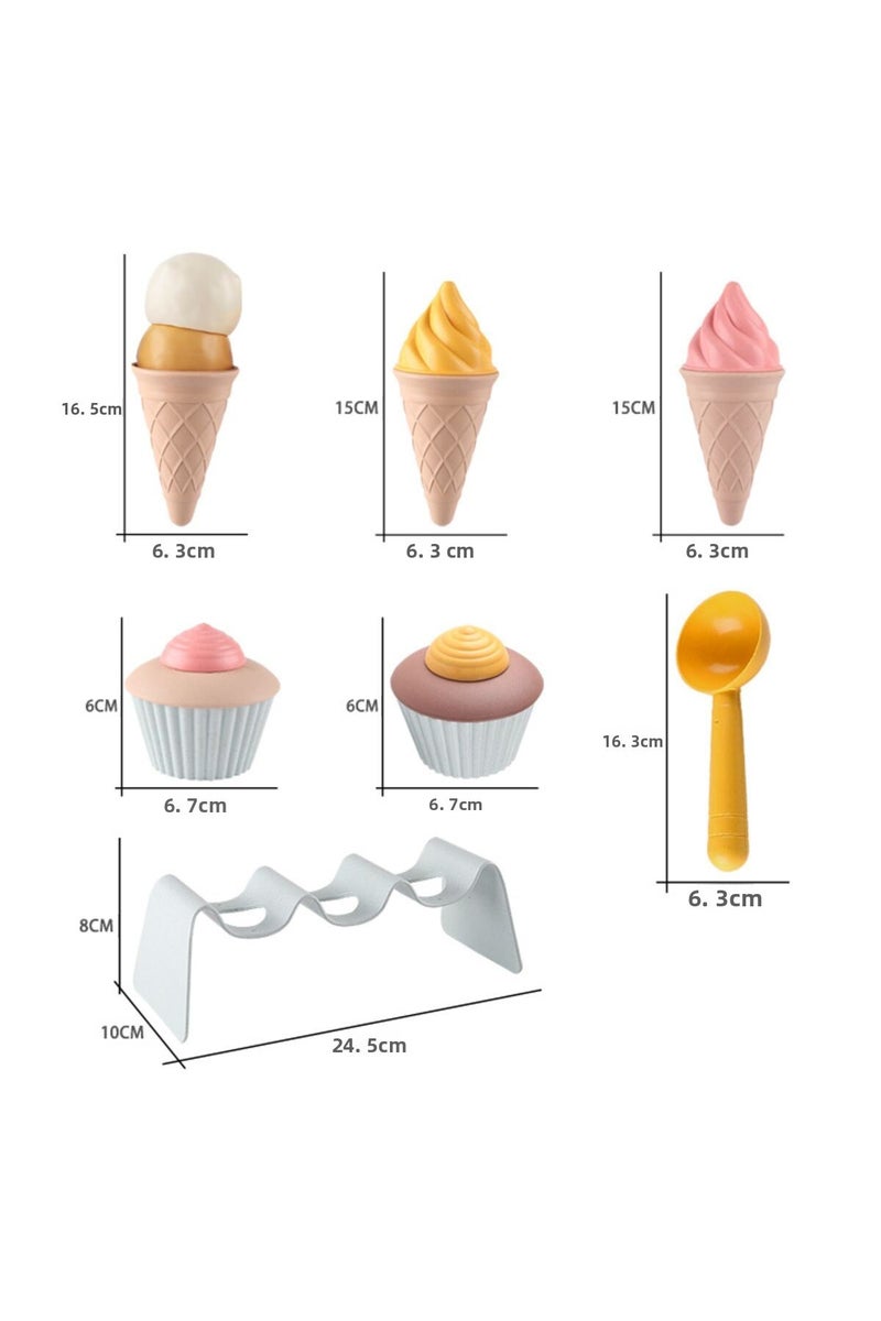 7 قطع من لعبة آيس كريم للأطفال بألوان عشوائية، لعبة من قش القمح، لعبة كعكة فاخرة