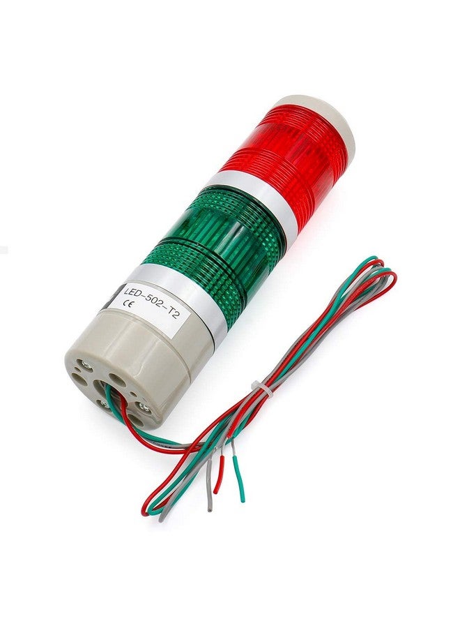 Hanutech Multivolt Industrial 2 Tier Signal Light Column LED Alarm Round Tower Light Indicator Continuous Light Warning Light Red Green AC DC Multivolt for Security - Image 1