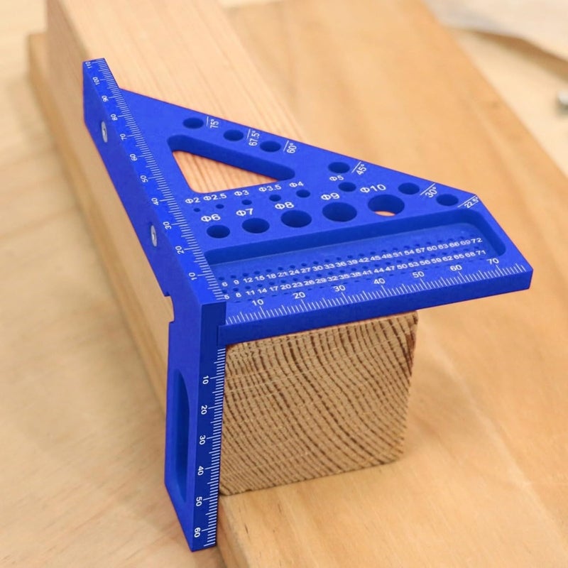 مسطرة قياس دقيقة بزوايا متعددة ثلاثية الأبعاد من سبائك الألومنيوم الزرقاء للنجارة وأعمال DIY - Image 5