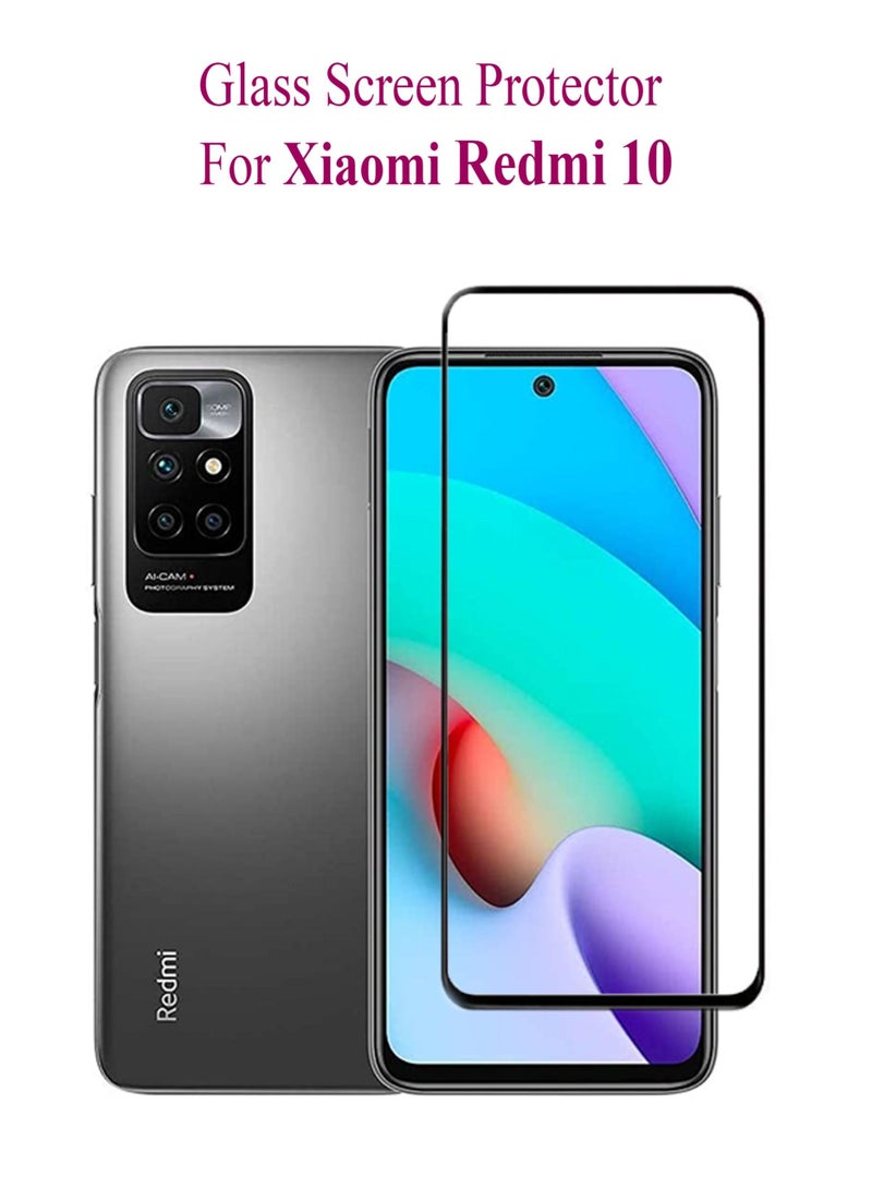 واقي شاشة من الزجاج المقوى لهاتف  Xiaomi Redmi 10 باللون الأسود - Image 1