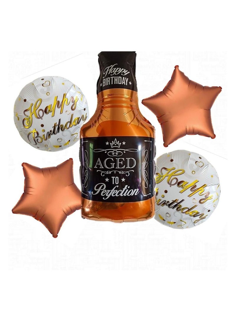 هايلاند 5 قطع من العمر إلى الكمال زينة بالون عيد ميلاد زجاجة ويسكي للرجال - Image 1