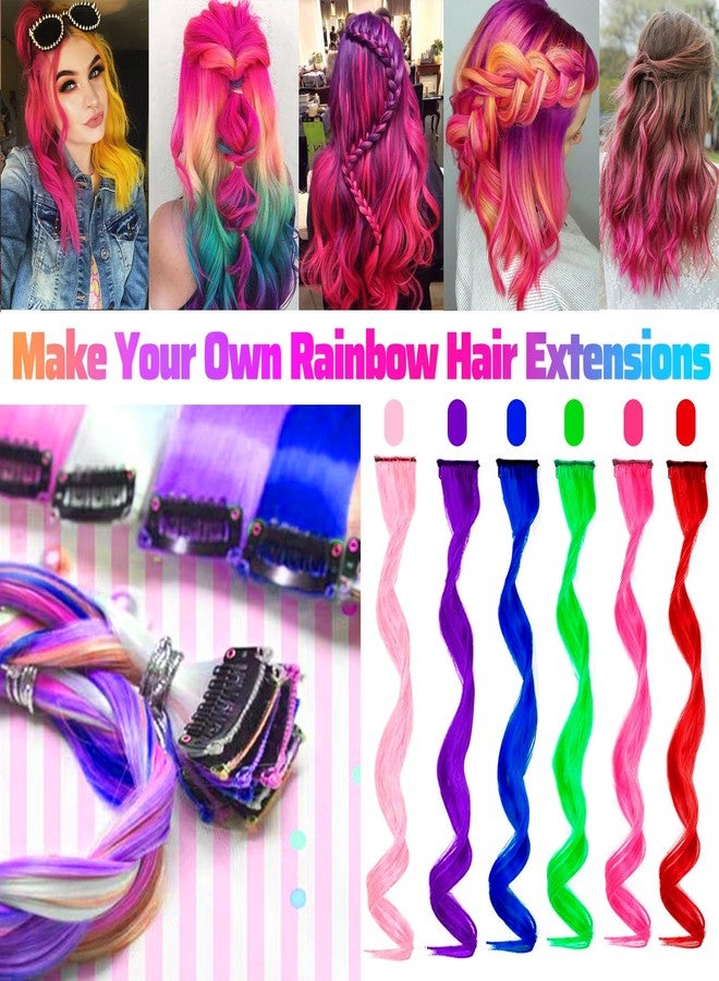 GPOVVIMX 12 PCS Hot Pink Hair Extensions Clip in, Curly Wavy Colored Extension for Kids Girls - Party Highlights Synthetic Hairpiece 17 inch - Image 2