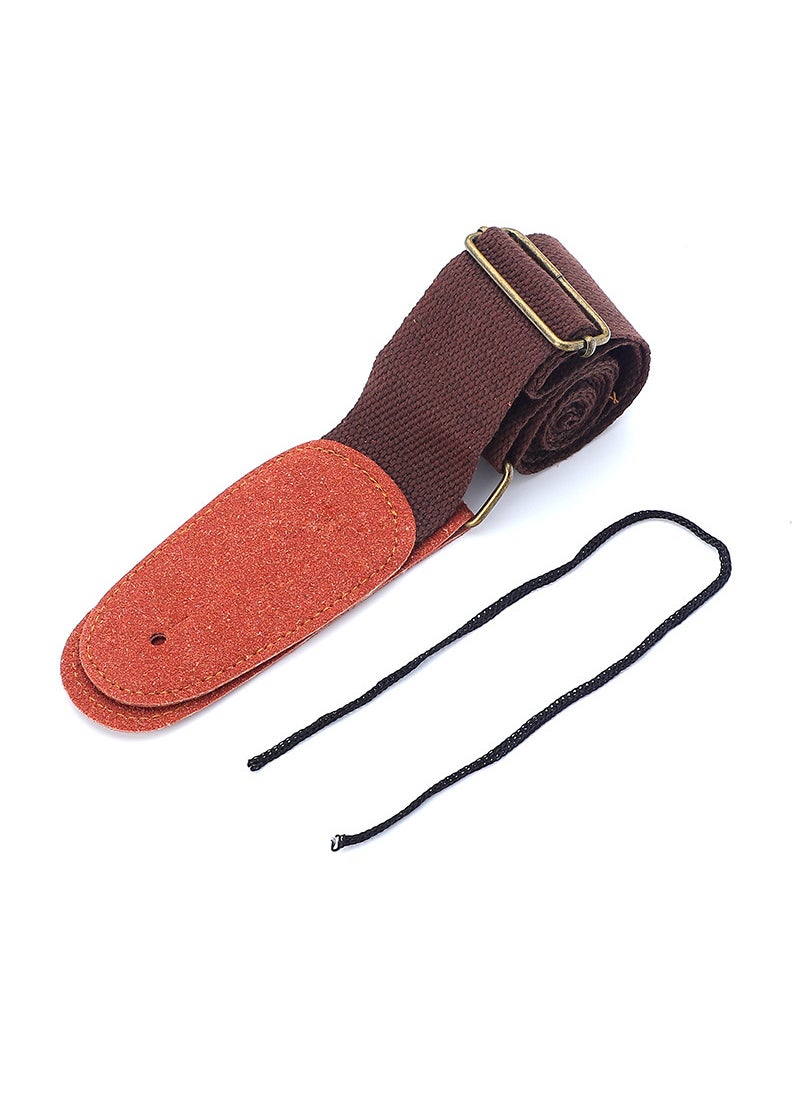 Generic - Pure Cotton Fender Guitar Strap Folk Wooden Guitar Strap Electric Guitar Strap Accessories for Sports and Entertainment Cotton strap Brown - Image 1