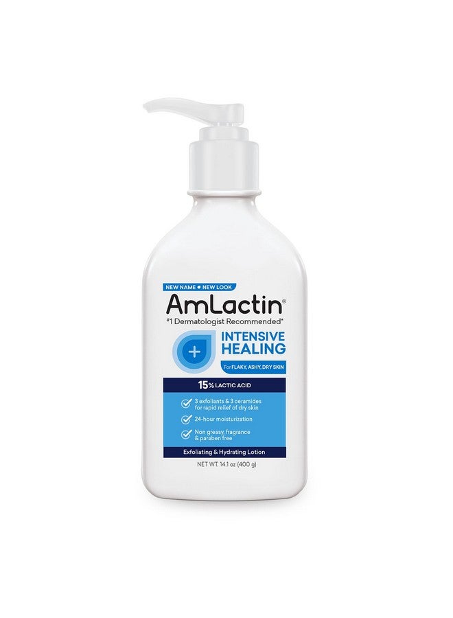 AmLactin Intensive Healing Body Lotion for Dry Skin - 14.1 oz Pump Bottle - 2-in-1 Exfoliator & Moisturizer with Ceramides & 15% Lactic Acid for Relief from Dry Skin (Packaging May Vary) - Image 1