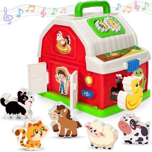 KIZZYEA Montessori Toys for 1 2 3 Year Old Boys Girls Musical Barn Farm Animal set for Toddler Shape Sorting Educational Toy for Baby 1218 Month Learning Fine Motor Skills Christmas Birthday Easter Gifts - Image 1