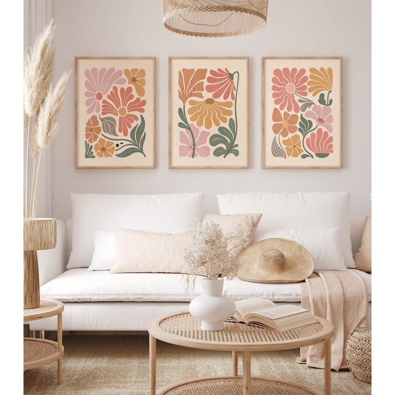 Tanmart Boho Flower Wall Art Decor Abstract Floral Canvas Prints Botanical Plant Wall Art Pictures Minimalist Flower Market Painting Poster for Living foom Bedroom 12x16 Inch Unframed Set of 3 - Image 5