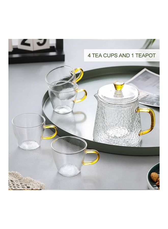 إسكدنيا طقم إبريق شاي من الزجاج من 5 قطع شفاف 10x11سم - Image 5