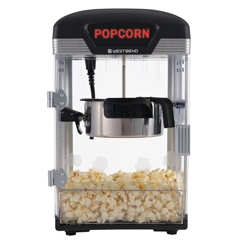 West Bend Stir Crazy Movie Theater Popcorn Popper Gourmet Popcorn Maker Machine with Nonstick Popcorn Kettle and Popcorn Scoop for Popcorn Machine 4 Qt Black - Image 1
