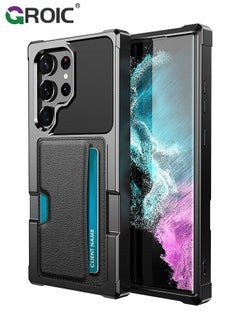 GROIC Design for Samsung Galaxy S24 Ultra 6.8 Inch Wallet Case, Back Built-In Metal Magnetic Iron for Car, Card Holder Slots Shockproof Protective Cover Hybrid Heavy Duty Hard Luxury Phone Shell  - Image 1