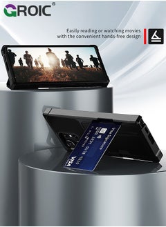 GROIC Design for Samsung Galaxy S24 Ultra 6.8 Inch Wallet Case, Back Built-In Metal Magnetic Iron for Car, Card Holder Slots Shockproof Protective Cover Hybrid Heavy Duty Hard Luxury Phone Shell  - Image 2