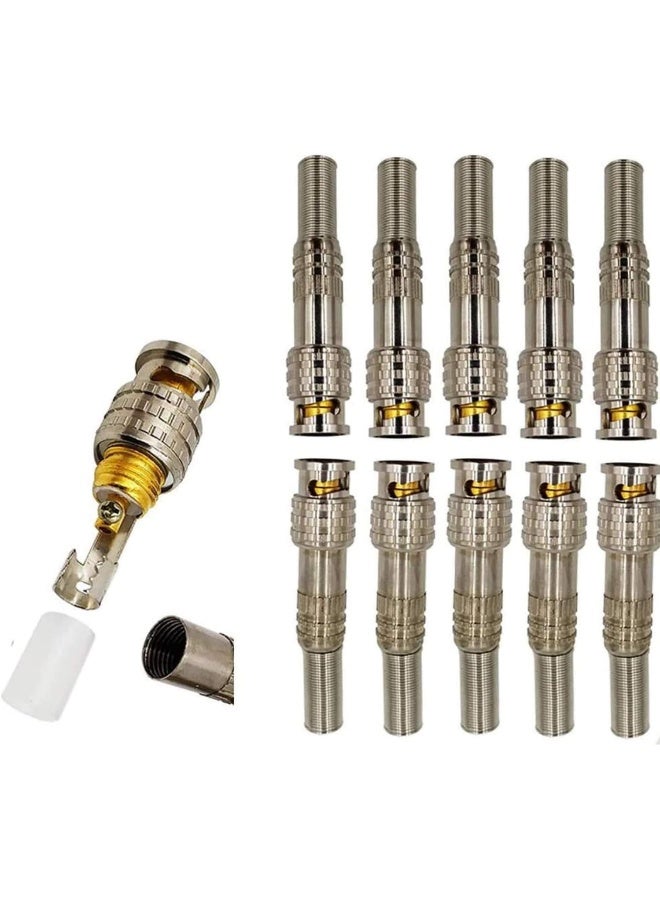 Royal Apex Solder Less Twist Spring Bnc Connector Jack For Cctv Camera Surveillance Kit System Pack Of 10  - Image 1