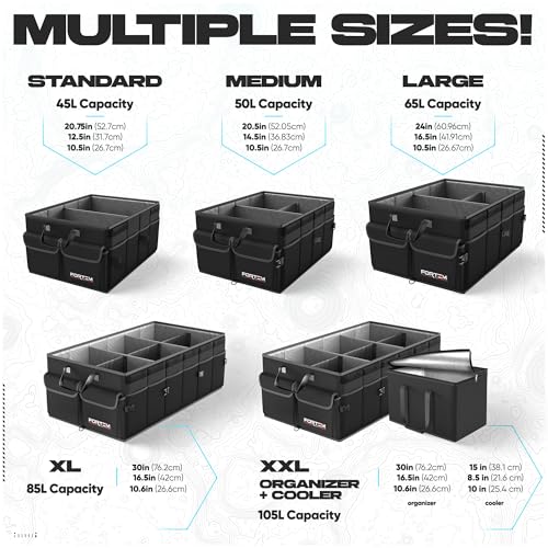 FORTEM Trunk Organizer For SUV Car Trunk Organizer, Foldable Storage, Car Accessories for Women Men, Collapsible Bag, 600D Oxford, Non Slip Bottom, Straps, Soft Cover (65L) - Image 3