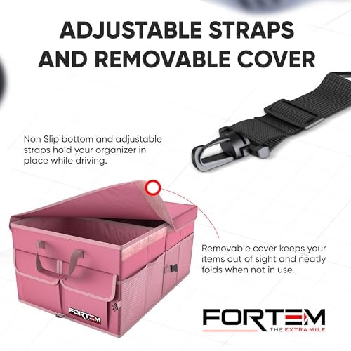 FORTEM Trunk Organizer For SUV Car Trunk Organizer, Foldable Storage, Car Accessories for Women Men, Collapsible Bag, 600D Oxford, Non Slip Bottom, Straps, Soft Cover (65L) - Image 5