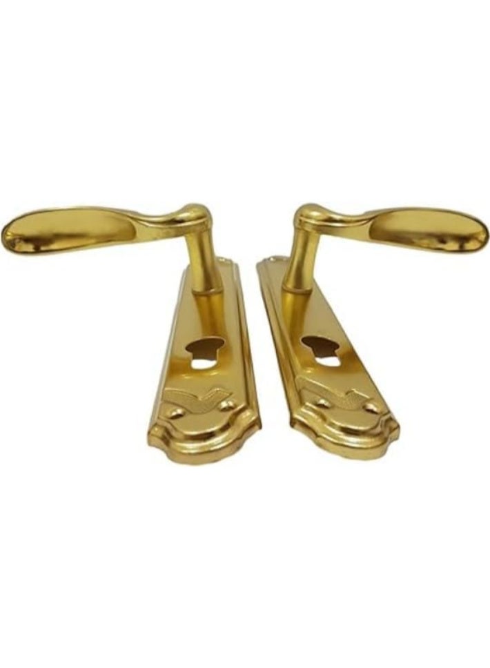 Decorative Wooden Door Handle Set (Gold)  - Image 2