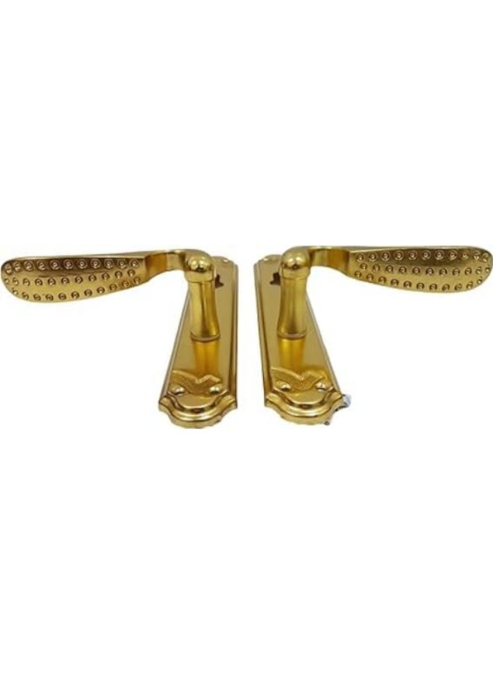 Decorative Wooden Door Handle Set (Gold)  - Image 3
