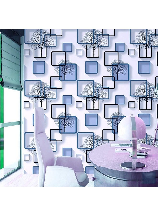 wolpin Wall Stickers Wallpaper DIY Decal (45 cm x 10 m) 3D Frames PVC DIY Self Adhesive, Active Blue