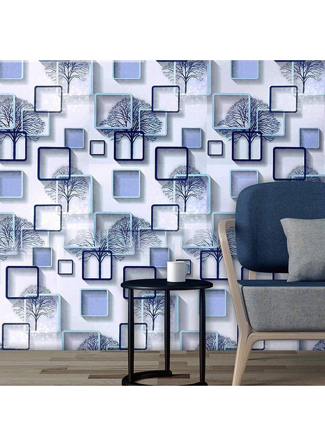 wolpin Wall Stickers Wallpaper DIY Decal (45 cm x 10 m) 3D Frames PVC DIY Self Adhesive, Active Blue