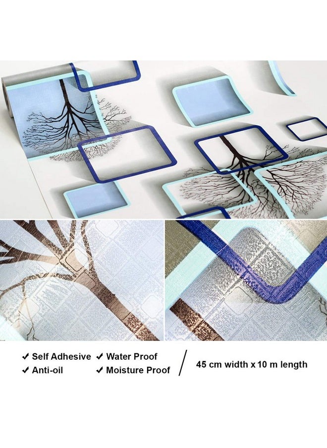 wolpin Wall Stickers Wallpaper DIY Decal (45 cm x 10 m) 3D Frames PVC DIY Self Adhesive, Active Blue