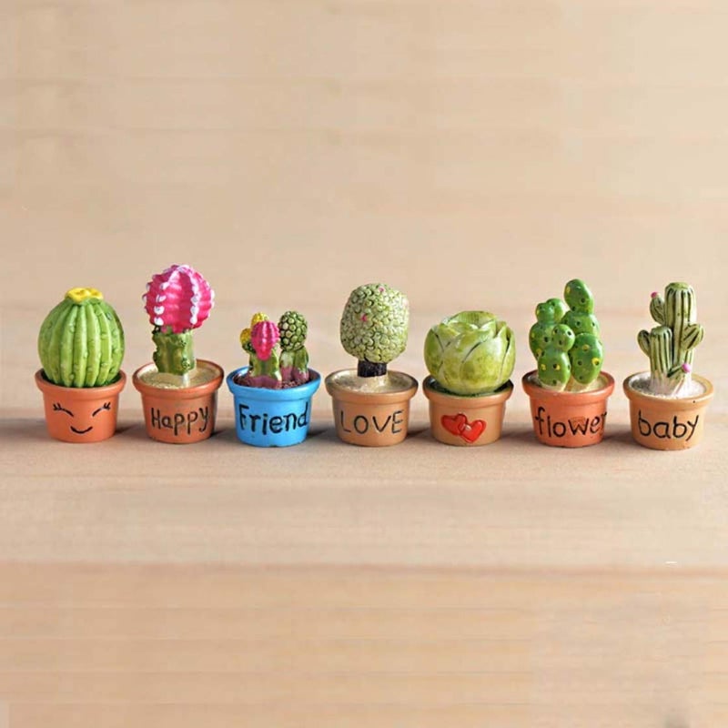 BHOOLU&GOOLU Artificial Mini Flower Trees Miniature Plants - 7pcs Set ( Multicolour), Resin, 3.4x1.8x1.8 cm - Image 4