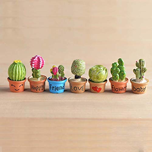 BHOOLU&GOOLU Artificial Mini Flower Trees Miniature Plants - 7pcs Set ( Multicolour), Resin, 3.4x1.8x1.8 cm - Image 1