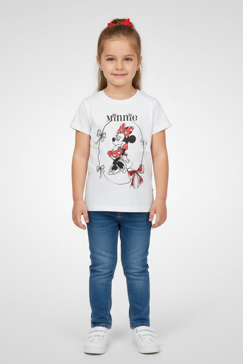 Disney Toddlers Girl Graphic Mickey And Friends Short Sleeve Top, White - Image 1