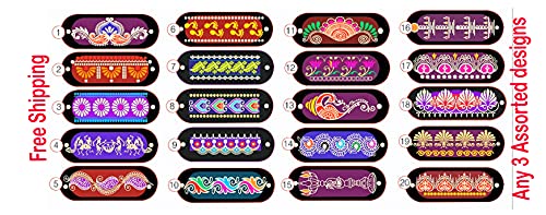 Oramsa Ready to use 3 Assorted Oval Shape Draw Border Design Net Rangoli Stencil (33x12cm) - Image 4